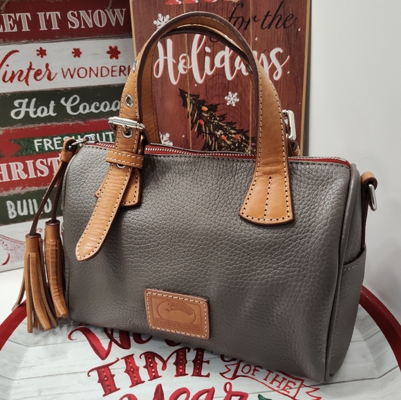 ❤️EUC Dooney and Bourke Kendra Mini Crossbody Satchel Bag, Grey & Tan Leather - Picture 3 of 16